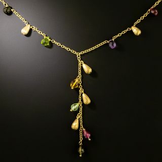 Estate Multi-Gemstone Lariat Necklace, Italian - 3