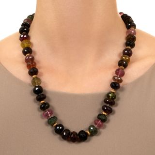 Estate Multicolor Tourmaline Faceted Bead Necklace
