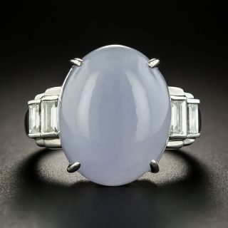 Estate 12.52 Carat Natural Burmese Lavender Jade and Diamond Ring - 2