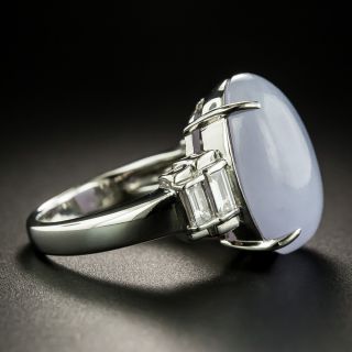 Estate Natural Burmese Lavender Jade and Diamond Ring