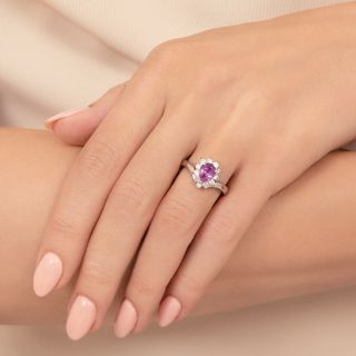 Estate No-Heat Pear-Shaped Pink Sapphire and Diamond Ring