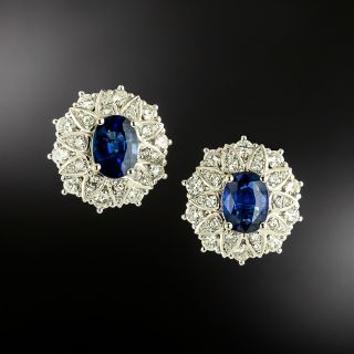 Estate No-Heat Sapphire and Diamond Stud Earrings - GIA - 2