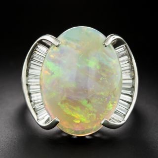 Estate Opal and Baguette Diamond Ring - 2