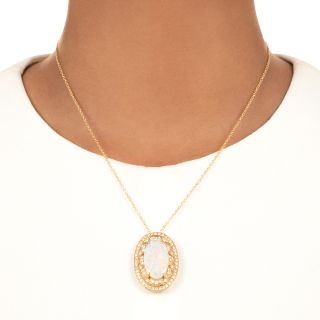 Estate Opal and Diamond 18K Pendant/Brooch