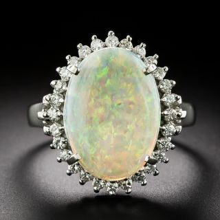 Estate Opal and Diamond Halo Ring - 3