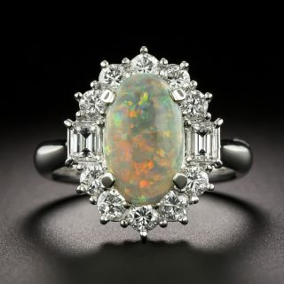 Estate Opal and Diamond Halo Ring - 3
