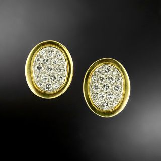 Estate Oval Pavé Diamond Earrings  - 4