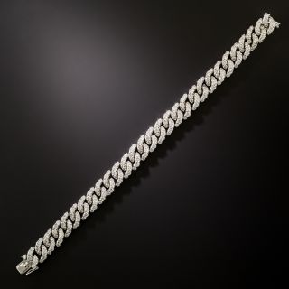 Estate Pavé Diamond Curb Link Bracelet, Italian - 4