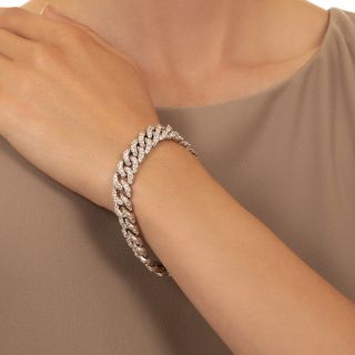Estate Pavé Diamond Curb Link Bracelet, Italian
