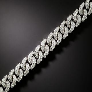 Estate Pavé Diamond Curb Link Bracelet, Italian - 2