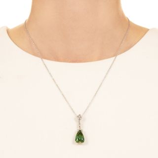 Estate Pear-Shaped Tourmaline and Diamond Necklace