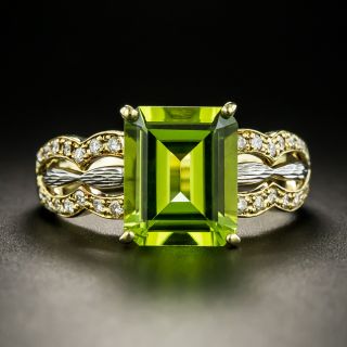 Estate Peridot and Diamond Two-Tone Ring - 2