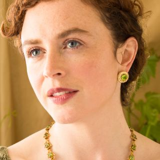 Estate Peridot Gold Twist Frame Earrings