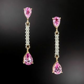 Estate Pink Sapphire and Diamond Dangle Earrings - 4