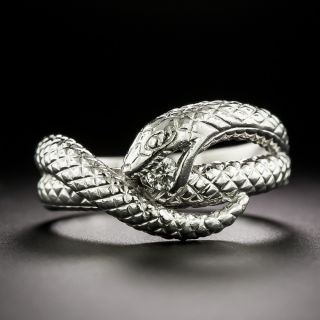 Estate Platinum Diamond Snake Ring  - 3