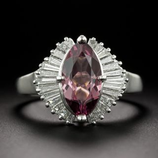 Estate Rhodolite Garnet and Baguette Diamond Ring - 3