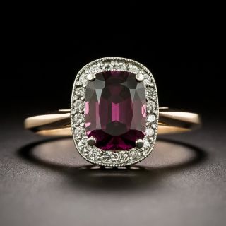 Estate Rhodolite Garnet and Diamond Ring - 4