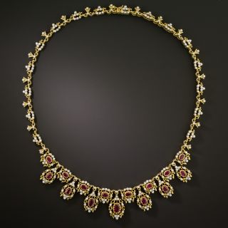 Estate Ruby and Diamond Necklace - 4