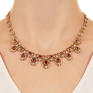 Estate Ruby and Diamond Necklace