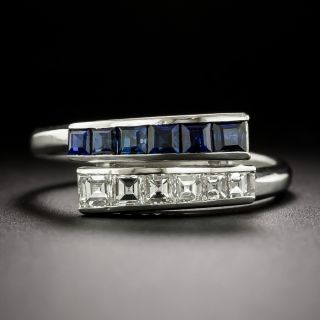 Estate Sapphire and Diamond Bypass Band Ring - 3