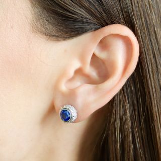 Estate Sapphire and Diamond Convertible Stud Earrings