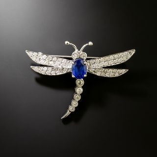 Estate Sapphire and Diamond Dragonfly Brooch - GIA   - 2