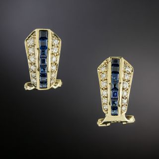 Estate Sapphire and Diamond Earrings - 2
