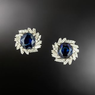 Estate Sapphire and Diamond Earrings - GIA  - 2