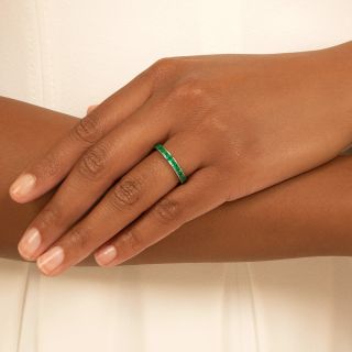 Estate Square Cut Emerald Eternity Band, Size 6 1/4+