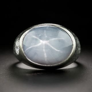 Estate Star Sapphire and Diamond 18K Ring - 3