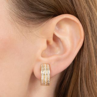Estate Three-Row Diamond Hoop Earrings