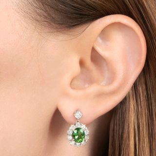 Estate Tourmaline and Diamond Drop Earrings