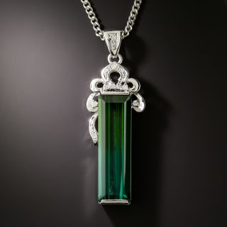 Estate Tourmaline Bar and Diamond Necklace - 2