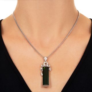 Estate Tourmaline Bar and Diamond Necklace