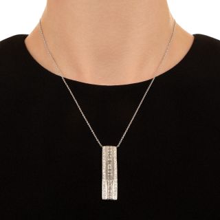 Estate Triple-Row Diamond Bar Pendant