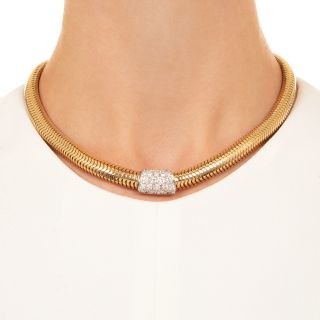 Estate Tubogas Necklace with Diamonds