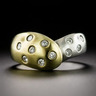 Estate Two-Tone 18K Gold Diamond Ring - 3