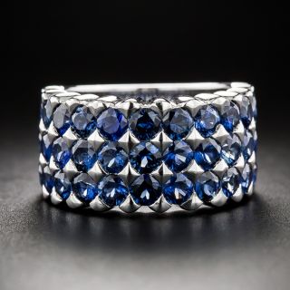 Estate Wide Three-Row Sapphire Band, Size 6 - 1