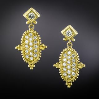 Etruscan-Inspired Pavé Diamond Dangle Earrings - 2