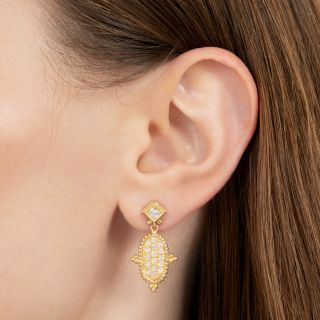 Etruscan-Inspired Pavé Diamond Dangle Earrings