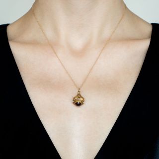 Etruscan Revival Victorian Garnet and Seed Pearl Pendant