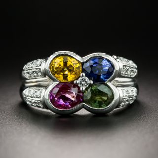 Four Color Sapphire and Diamond Ring - 2