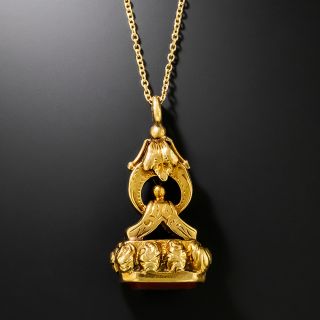 French Antique 18K Carnelian Fob Pendant - 2