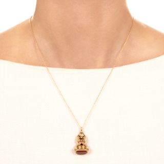 French Antique 18K Carnelian Fob Pendant