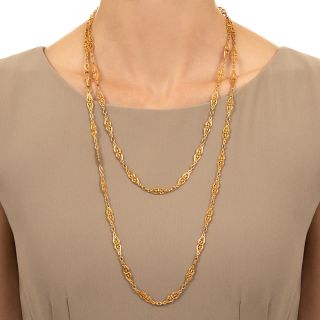French Antique 18K Chain Necklace, 46 Inches