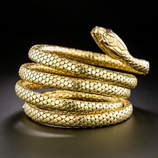 French Antique 18K Coiled Snake Bracelet - 3