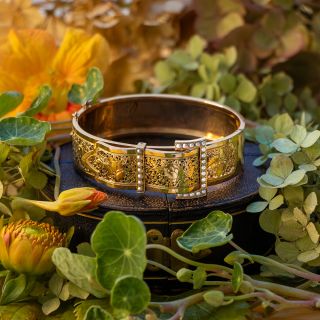 French Antique Bangle Bracelet with Seed Pearls