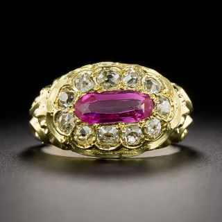 French Antique Burmese No-Heat Pink Sapphire 18K Ring - GIA - 3