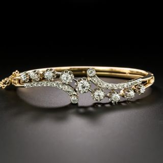 French Antique Diamond Bangle Bracelet - 3