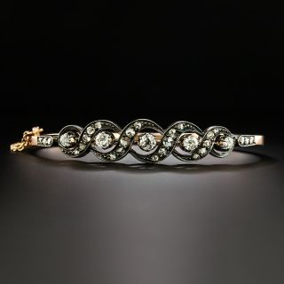 French Antique Diamond Scroll Bangle Bracelet - 3